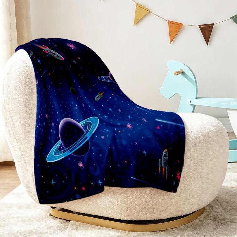 Jeté en flanelle transparente molletonnée, impression d'un côté Cosmic Space Galaxy Star, Throw 30" x 40"