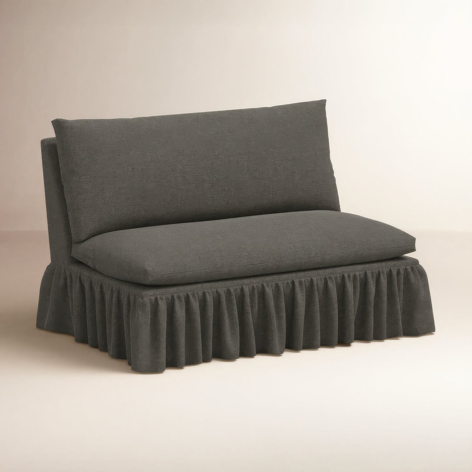 Stoffer Home x Cloth & Co. Thelma Settee, Zuma Charcoal Textured Linen