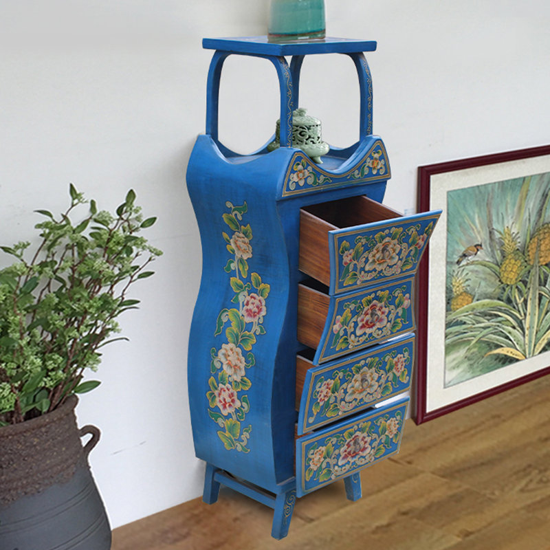 Commode d'appoint vintage en forme de vase avec 4 tiroirs