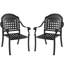 2 fauteuils de patio en fonte d'aluminium, finition noire, solide et résistante aux intempéries, chaise avec coussins confortables, 2 pièces, noir, structure protégée, coussins confortables, conception empilable
