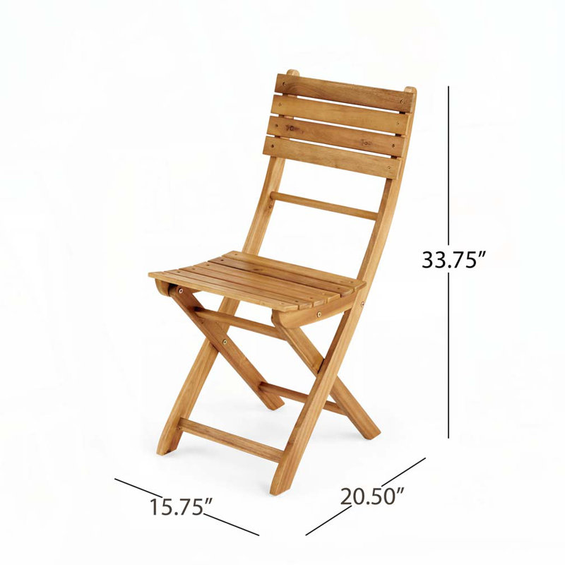 Chaise de salle à manger d'extérieur pliante en bois d'acacia, Naturel