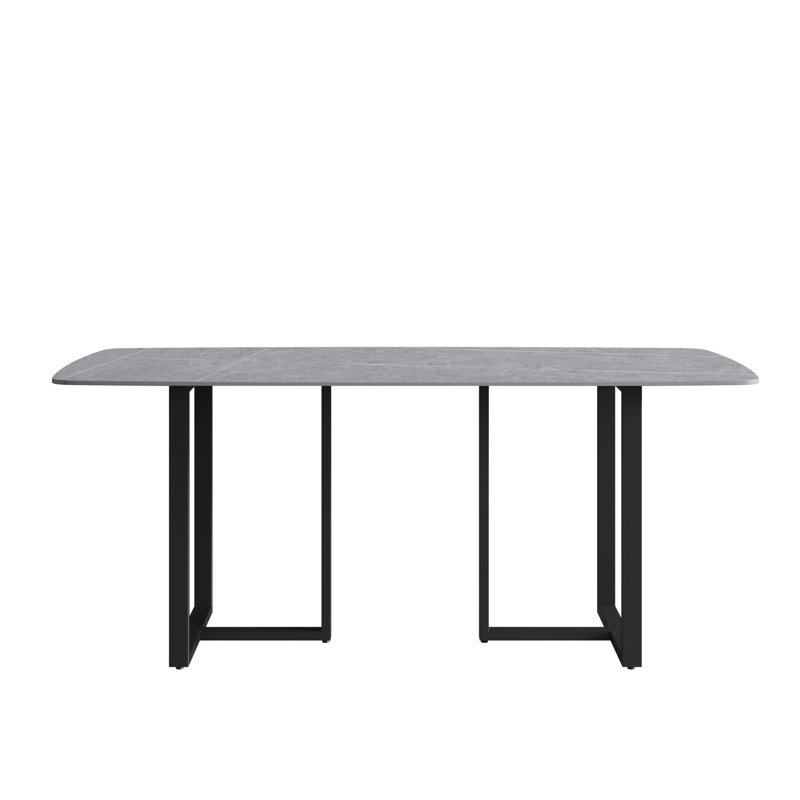 Table de salle à manger Evannie, Noir, Gris, H 29,53 po x L 70,87 po x l 35,43 po