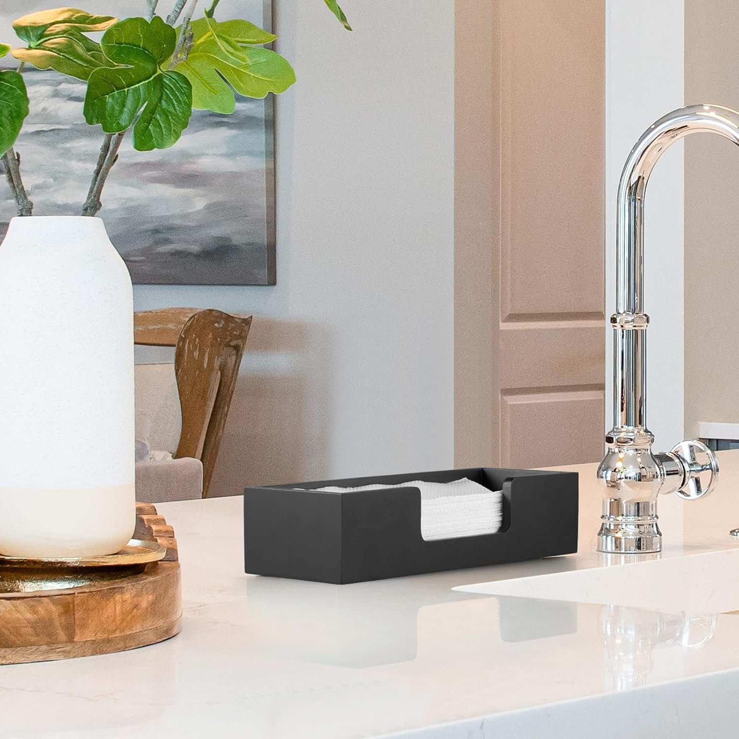 Rebrilliant Paper Towel Dispenser Countertop, Wooden Folded Paper Hand