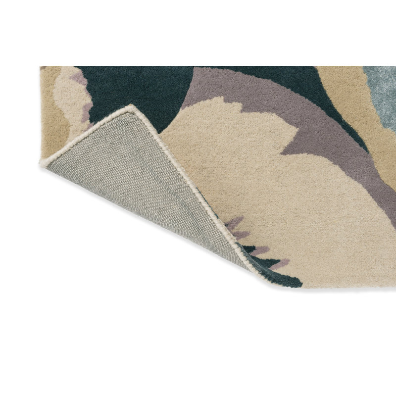 Calathea Hand Tufted Wool/Rayon/Viscose Abstract Area Rug in Shiitake/Wild Water, Rectangle 6'7" x 9'2"