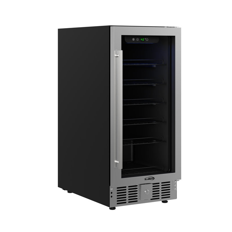 15 in. Small Stainless Steel, Glass-Door Built-In Refrigerator and Beverage Cooler, 3 cu. ft. - KM-BIR3C-GD.
