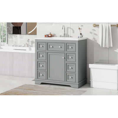 Ensemble de meuble-lavabo 36 po avec lavabo, 1 armoire et 6 tiroirs