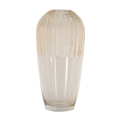 Vase d'appoint en verre effilé D5,9 x 11,8 po avec finition ambrée nervurée