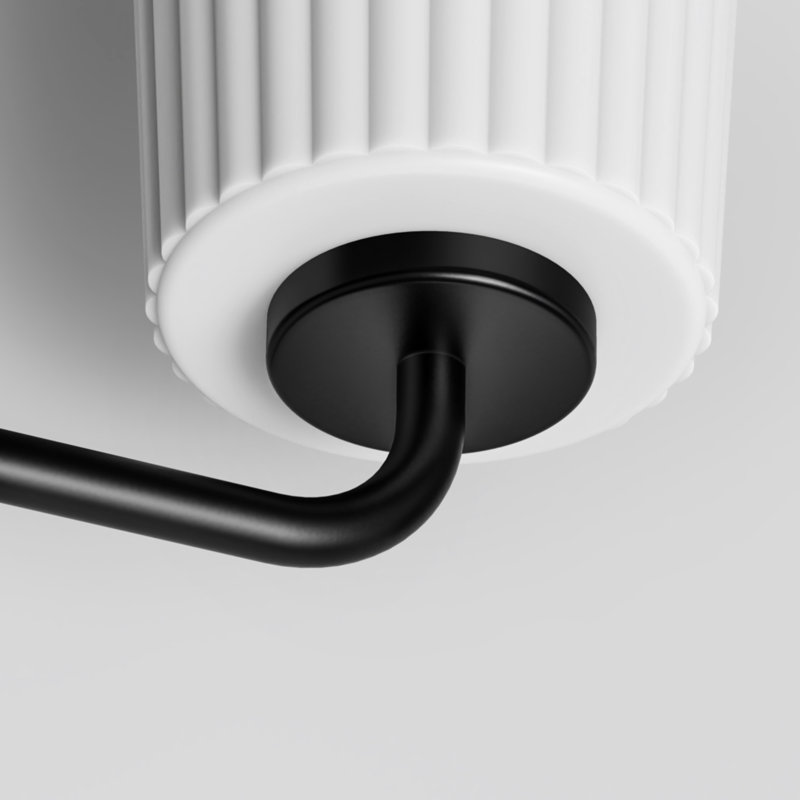 Meuble-lavabo noir moderne à 3 lumières avec abat-jour en verre cône rayé Chalfant