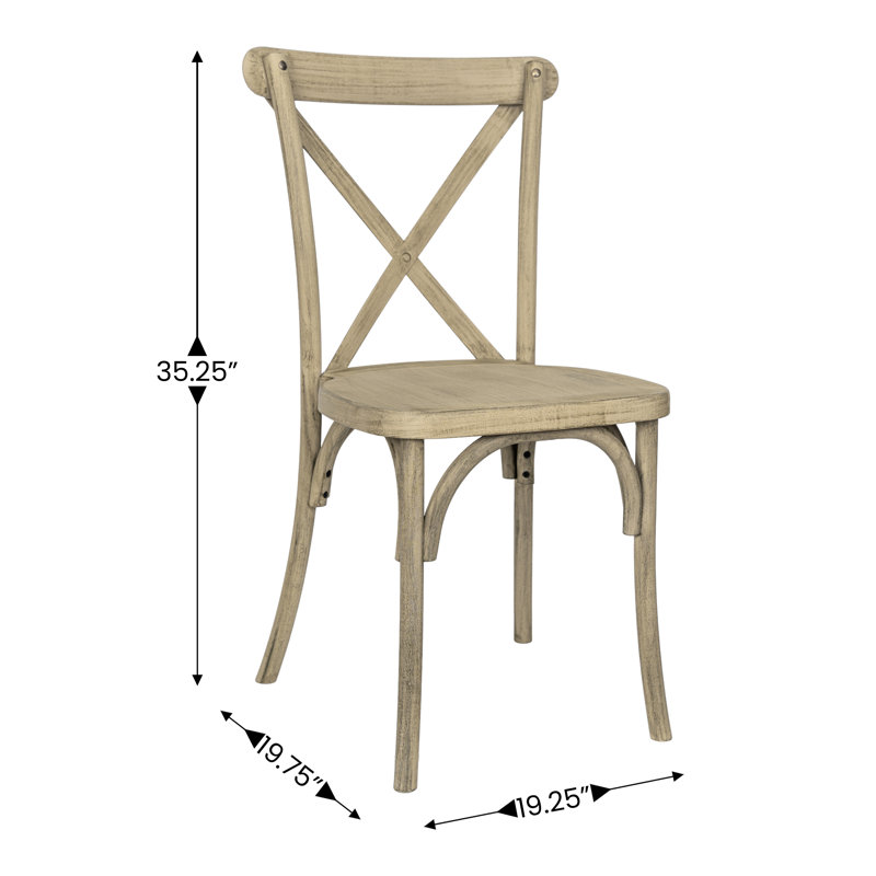 Statice Indoor And Outdoor Commercial Grade Wood Look Resin Cross Back Chair, Natural