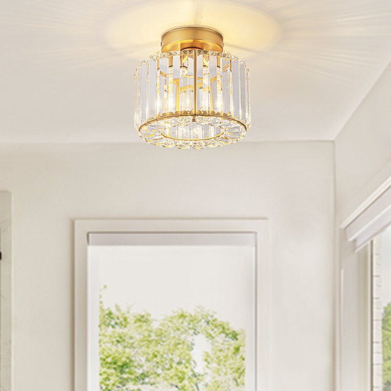 Lustre semi-encastré 1 lumière 10 pouces avec abat-jour en cristal