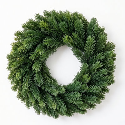Couronne de Noël de 45 cm (17,7 pouces) au toucher réaliste, naturelle et souple, en faux cèdre. Décoration de Noël pour porte d'entrée, couronne d'hiver pour porte d'entrée, décoration intérieure de Noël pour la maison.