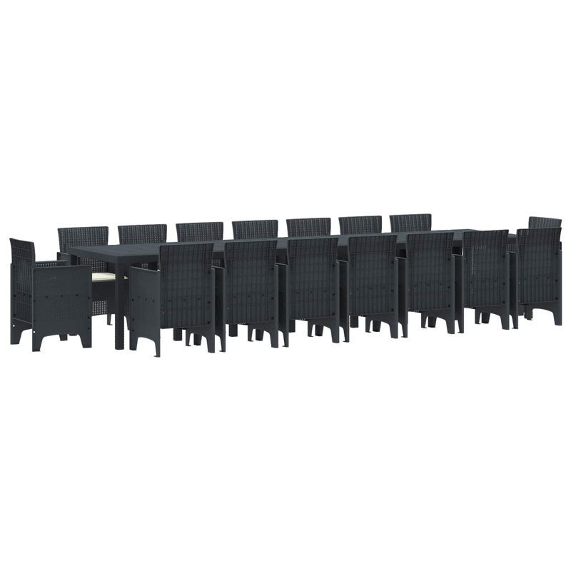  Ensemble repas de jardin avec coussins 17 pièces PP anthracite
