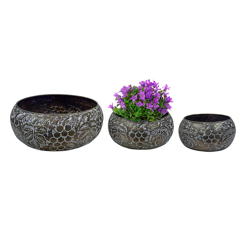 Circular Embossed Planter, Nested Set of 3