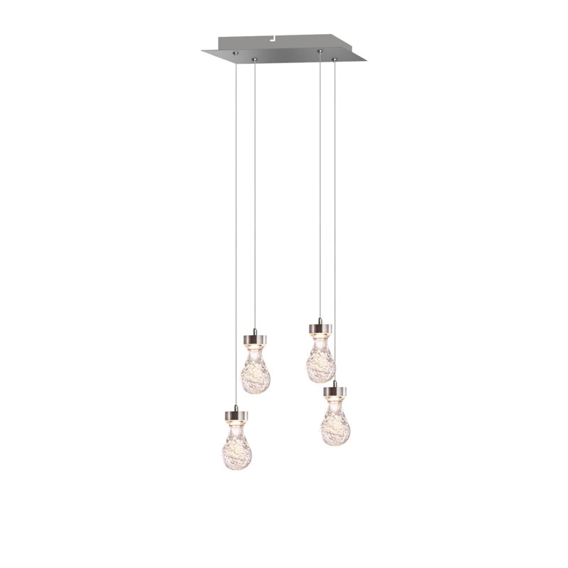 Luminaire suspendu géométrique en grappe 4 lumières Atoka, Nickel