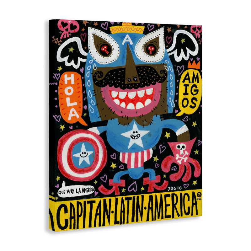 Toile de collage Todos Somos Americanos, conception par Jorge R. Gutierrez, H 20 po x l 16 po