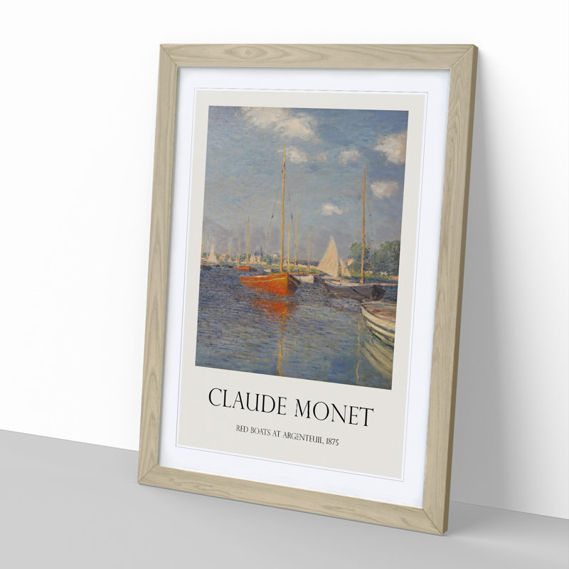 Red Boats in Argenteuil by Claude Monet - Picture Frame Graphic Art, 65cm H x 48cm W x 2cm D