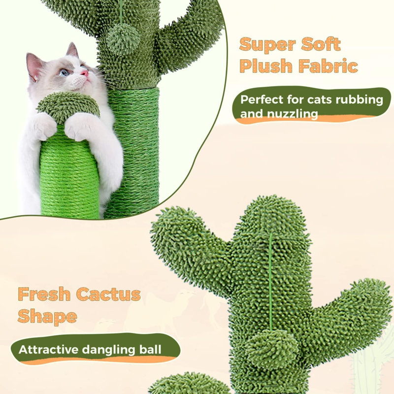 Large Green Cactus Cat Scratching Post with Sisal Rope