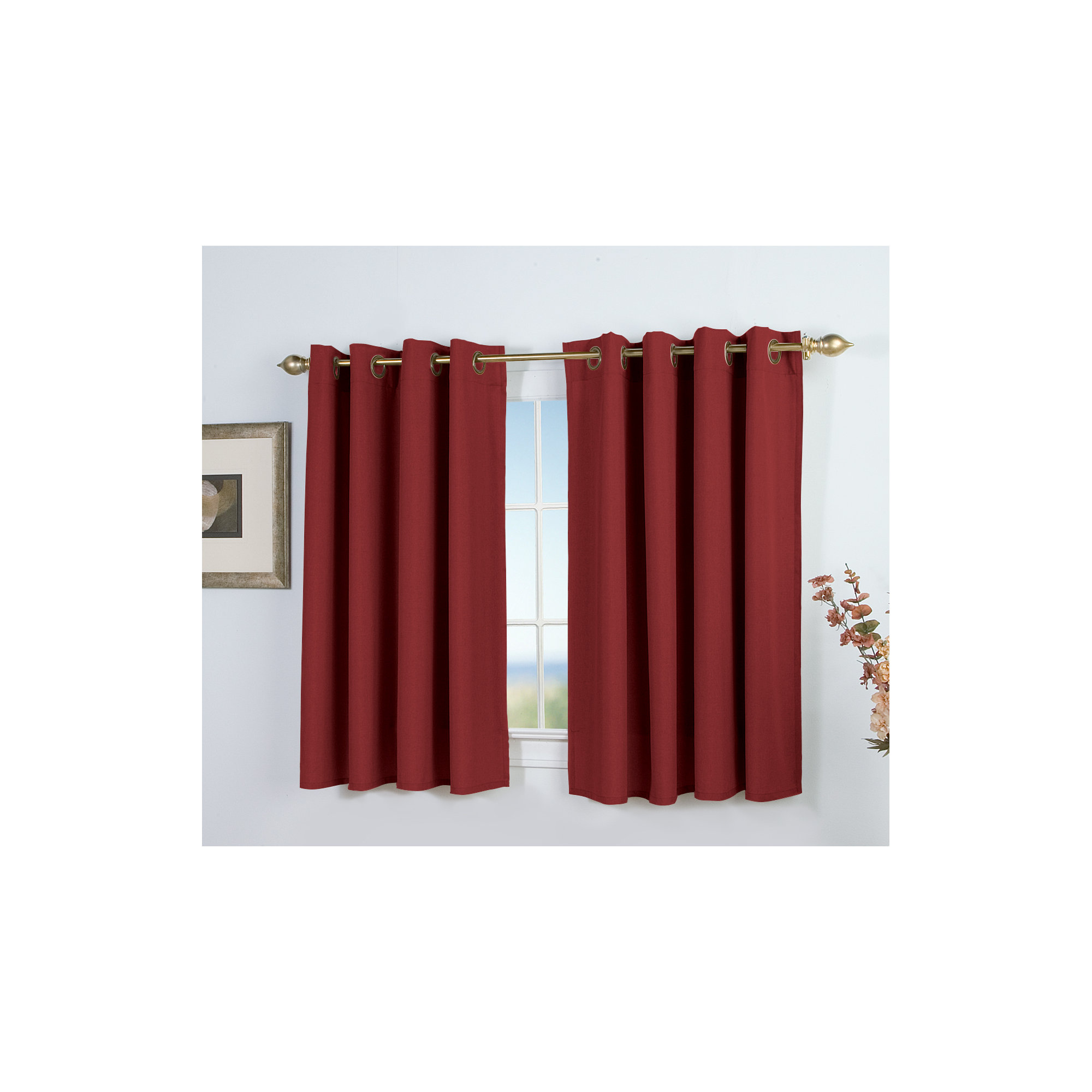Room Darkening Synthetic Curtain, Pomegranate, 56" W x 45" L