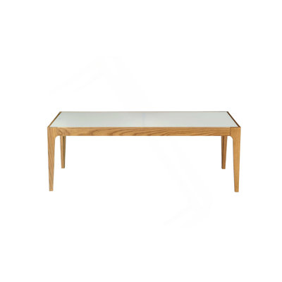 Eugene Coffee Table with Frosted Glass Top & Wood Legs