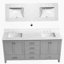Meuble-lavabo 72 po, meuble-lavabo avec cadre en bois massif, comptoir autoportant avec double cuve gris-551474383
