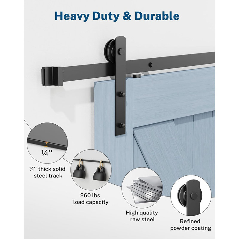 Barn Door Hardware Kit- 8FT Sliding Door Hardware With Adjustabl...