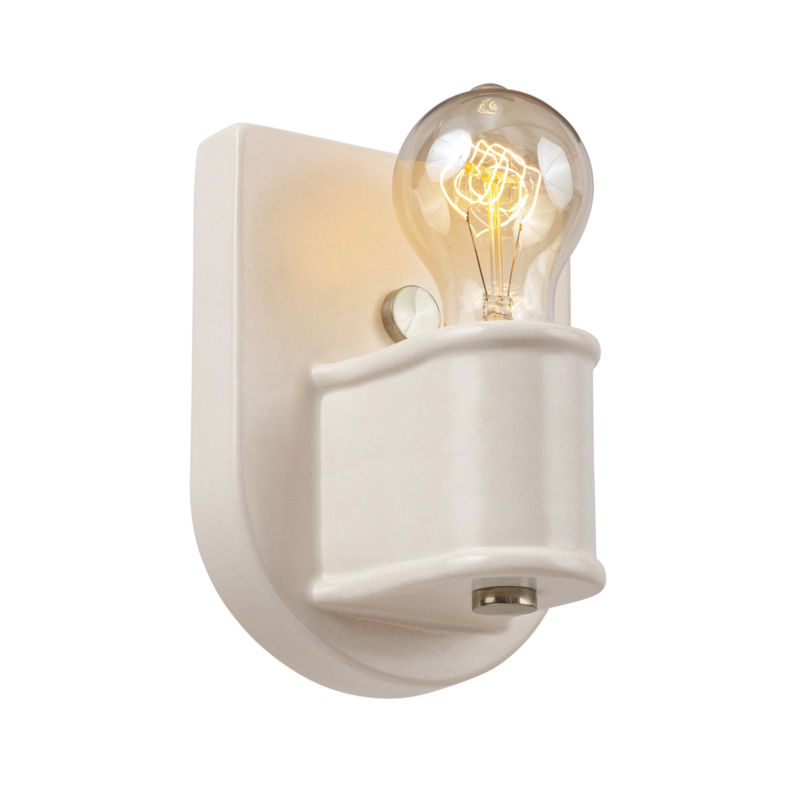 Amboise Single Light Ceramic Dimmable Armed Sconce, Bisque Brass, Brushed Nickel