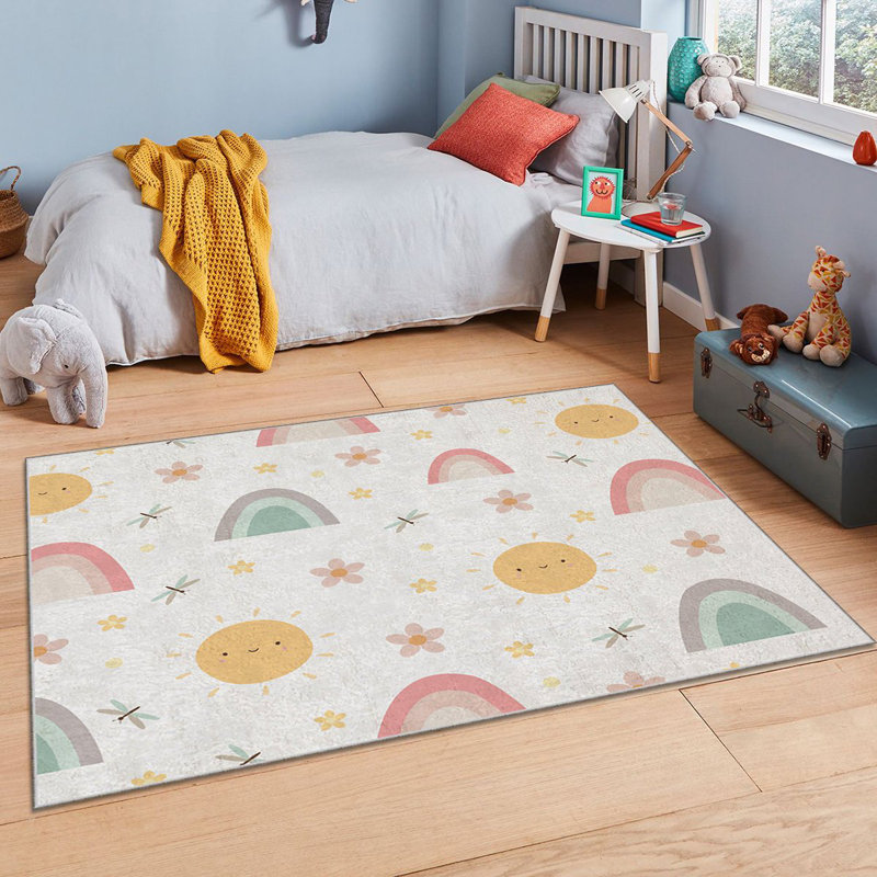 Luxurious Polyester Area Rug, 3.3 x 4.6 Feet | 740 g/m² Velvet Fabric, Non-Slip Felt Dot Underside, Laminated Sponge for Comfort | Antibacterial, Machine Washable at 86°F | Elegant Digital Print Design for Home Décor