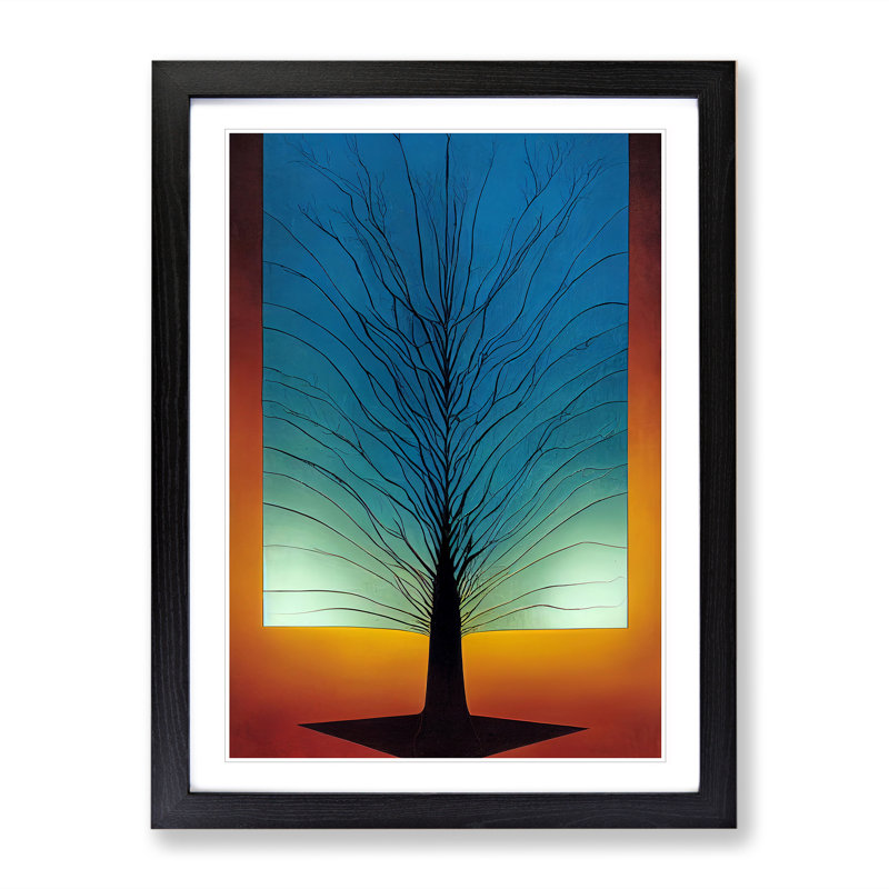 Abstract Tree No.2 - Single Picture Frame Print, 64cm H x 46cm W x 2cm D, Black Framed