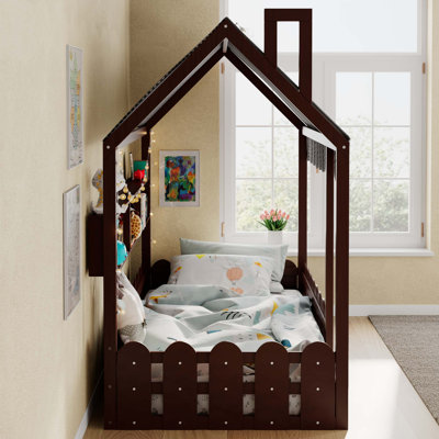 Lit pour enfants Montessori avec rampes, tente enchanteresse et rangement intelligent