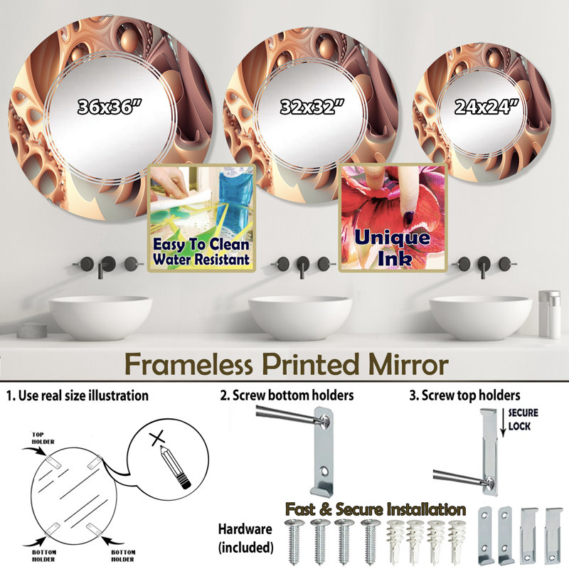 Miroir mural Berkhamstead, 24 po x 24 po