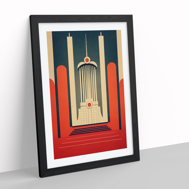 Art Deco Architecture No.5 - Wall Art, Black Framed Paper, 64cm H x 46cm W x 2cm D