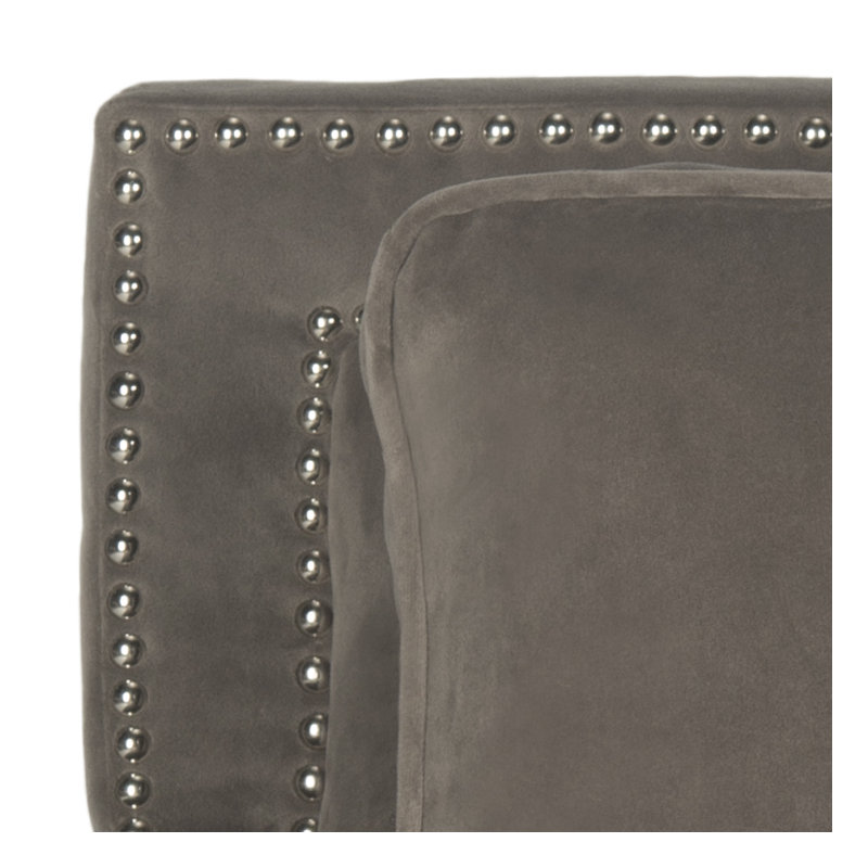 Upholstered Armchair, Mushroom Taupe Velvet, Silver