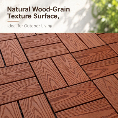 Dalles de terrasse emboîtables en WPC (25 pièces) - Durables, résistantes à l'eau et faciles à installer pour les espaces extérieurs