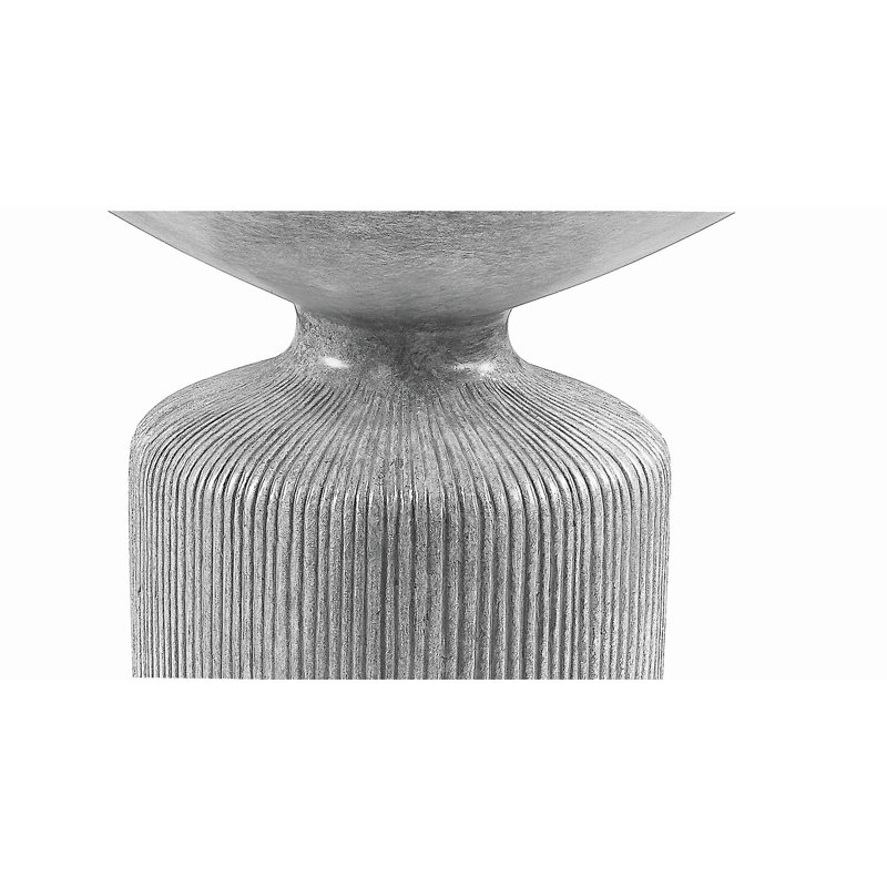 Weathered Grey End Table with Pedestal, 20.42" H x 21.01" W x 21.01" D