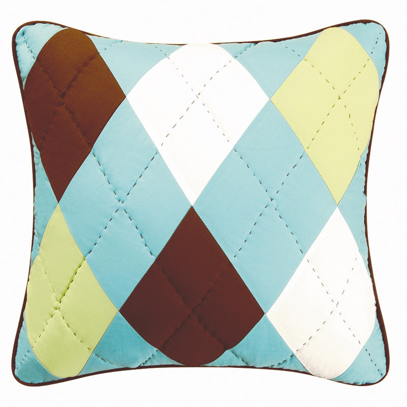 Argyle Quilted Pillow, Aqua