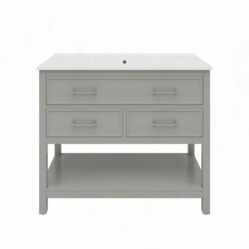 Meuble-lavabo 36 po avec lavabo en céramique, Gris
