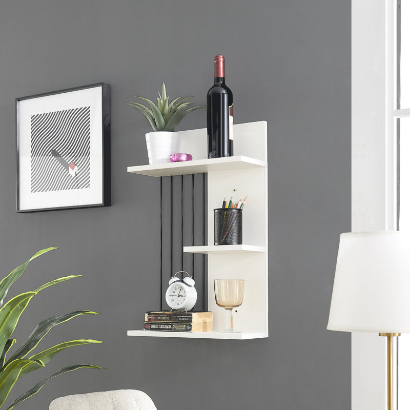 Badiah 3-Level Tiered Shelf Unit, White/Black