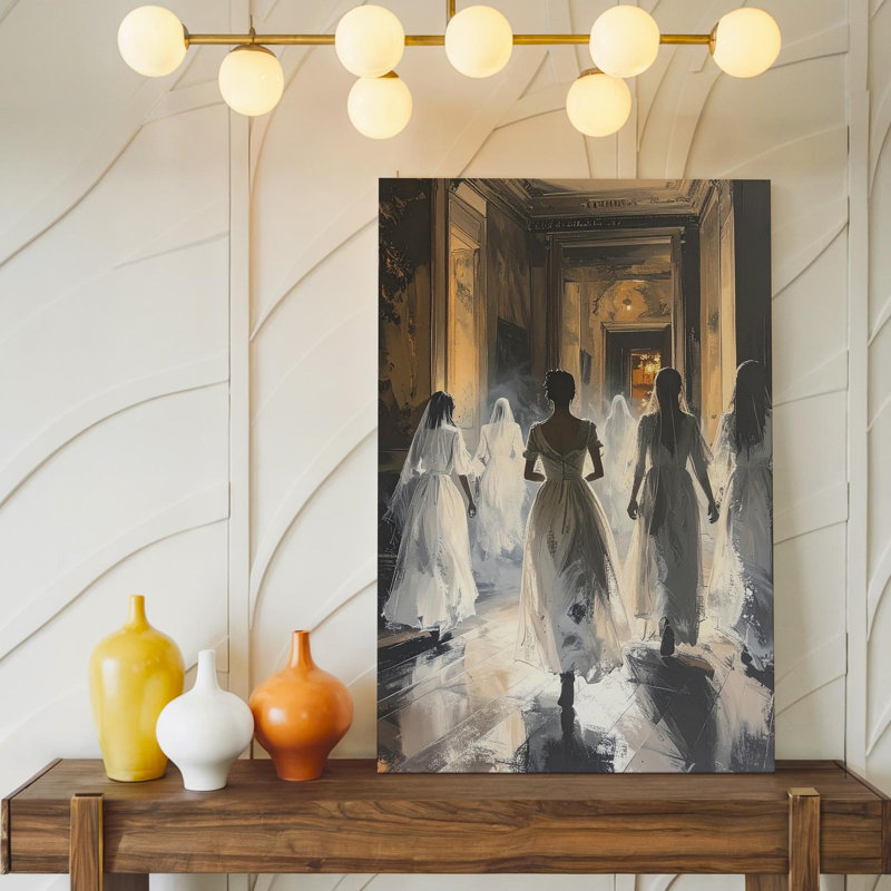 Ghostly Corridor Haunted Mansion Spirits In Motion, art mural sur toile, prêt à accrocher, H 12 po x l 9 po