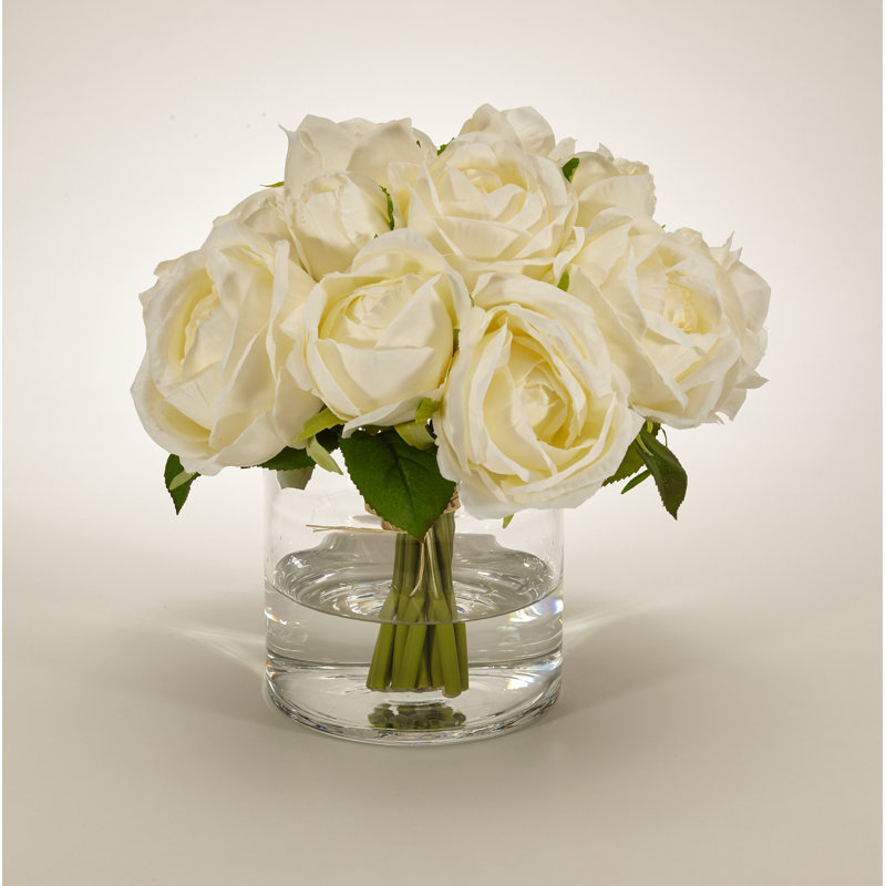 Rose Faux Floral in Vase, Cream