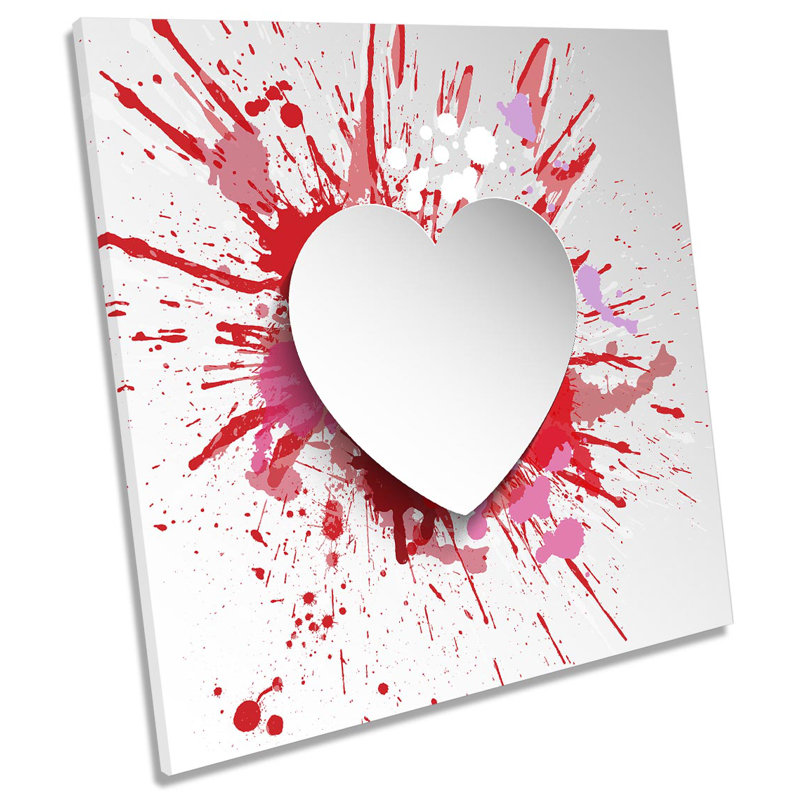 Z0321 Red Love Heart Splatter - Wrapped Canvas Print, 60cm H x 60cm W x 2cm D