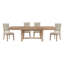 Table de salle à manger en chêne clair 5 pièces avec table à rallonge et chaises d'appoint en bois beige