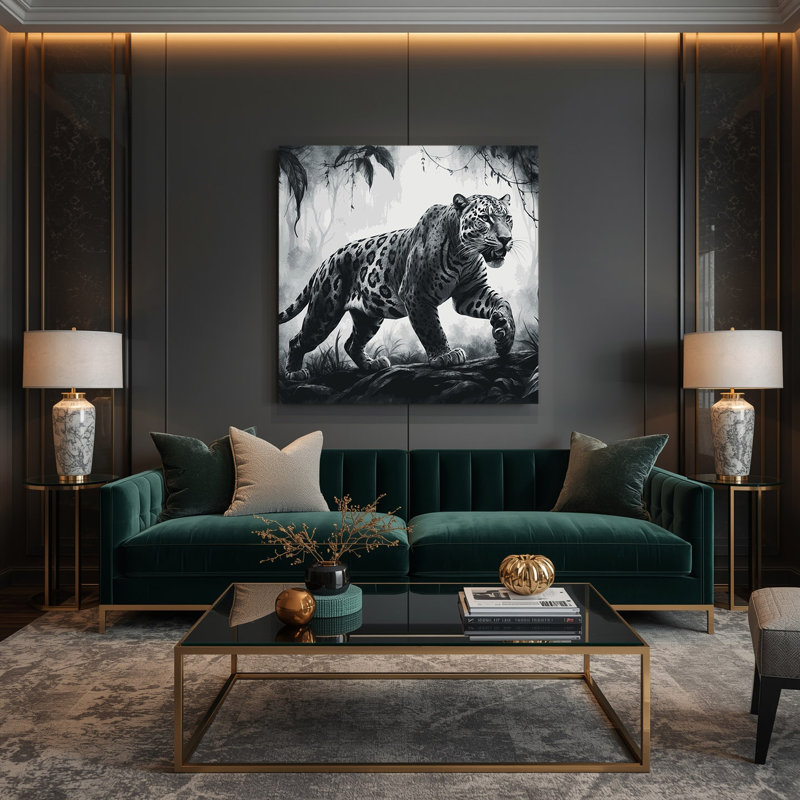 Art mural sur toile noir Wildlife Jaguar, H 8 po x l 8 po