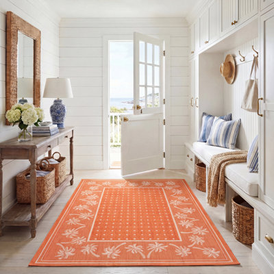 Tapis d'intérieur / extérieur à motif floral Lueck