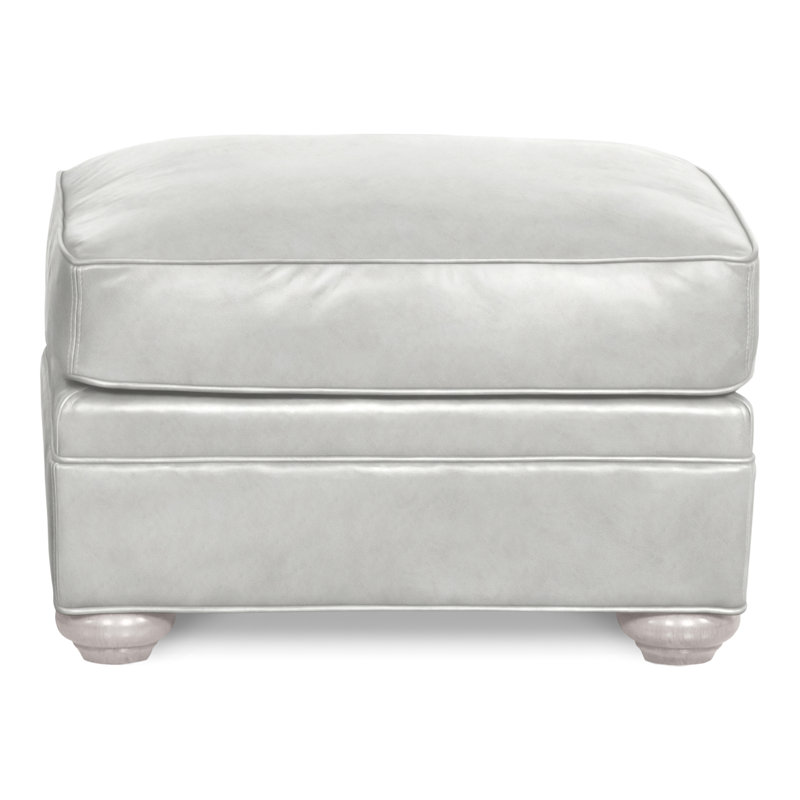 East Lake 28" Ottoman, Gatsby Brown Sugar Genuine Leather, Dove Gray