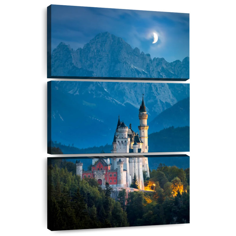 Neuschwanstein Castle At Night, 32" H x 20" W
