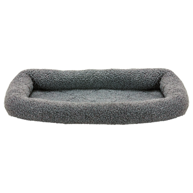 Faux Lambswool Crate Bolster Pet Bed, Extra Small (13" W x 22" D x 2.25" H), Gray
