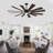 Modern Wood Windmill  Ceiling Fan with Light, Dual-Finish 12 Blades for Indoor/Outdoor-401165918