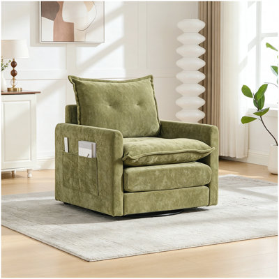 Fauteuil demi-tonneau pivotant - Fauteuil Mid-Century moderne, fauteuil rembourré épais avec base en métal solide, fauteuil simple confortable, fauteuil d'appoint pivotant pour la chambre à coucher du salon