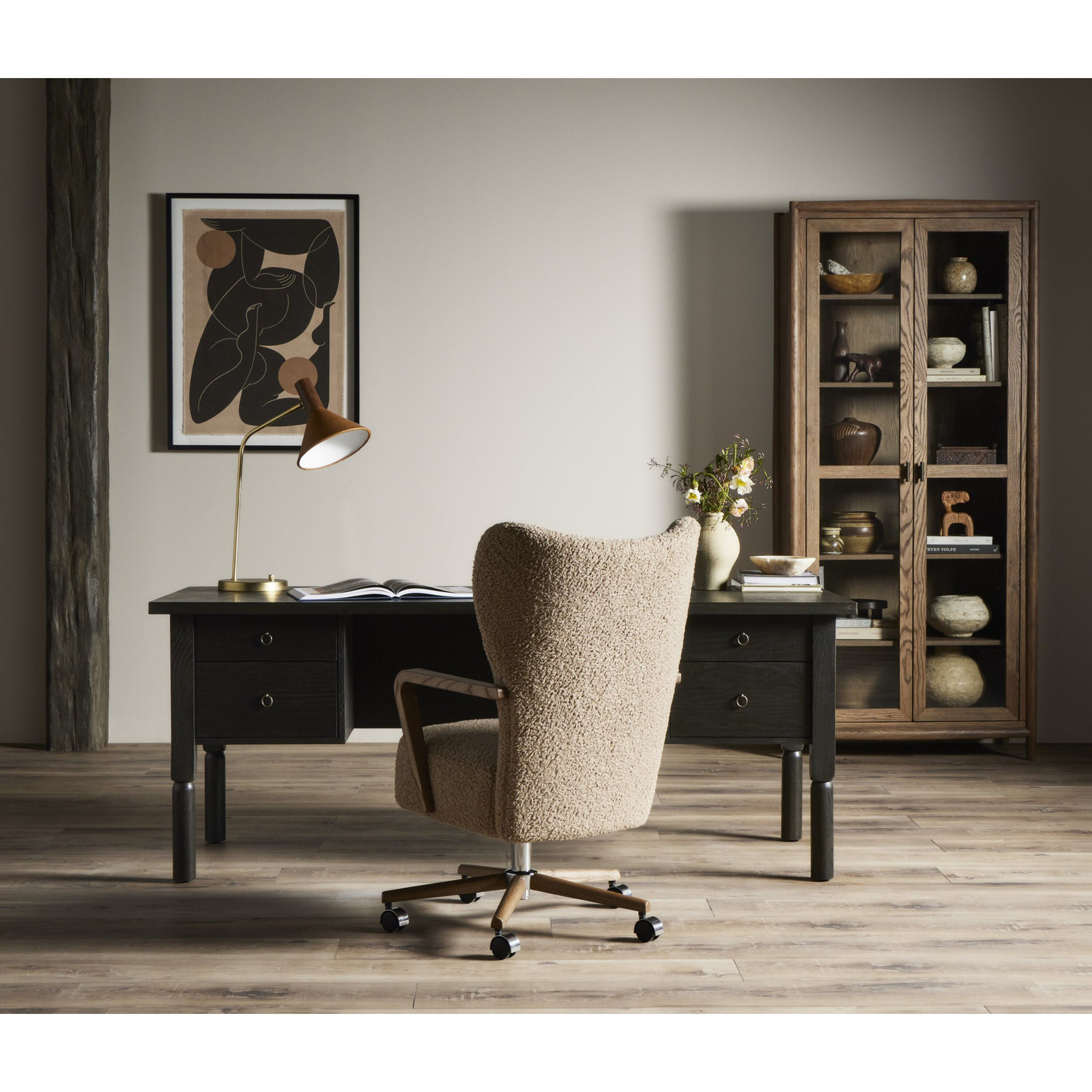 Billinghurst Swivel Office Chair, Sheepskin Camel