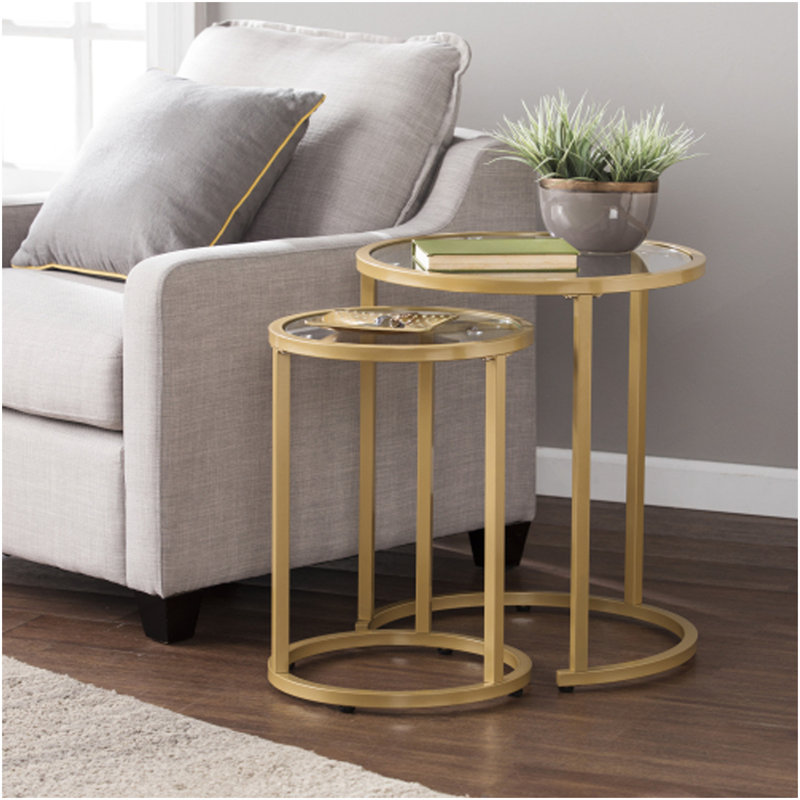Evelyn Glam Nesting Side Table 2Pc Set – Gold